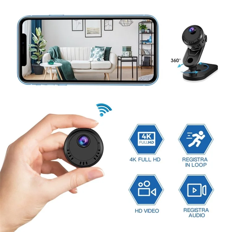 L28 Mini 4K HD Night Vision Camera Loop Recording Motion Detection Home Security WiFi Camera with 16GB Memory Card