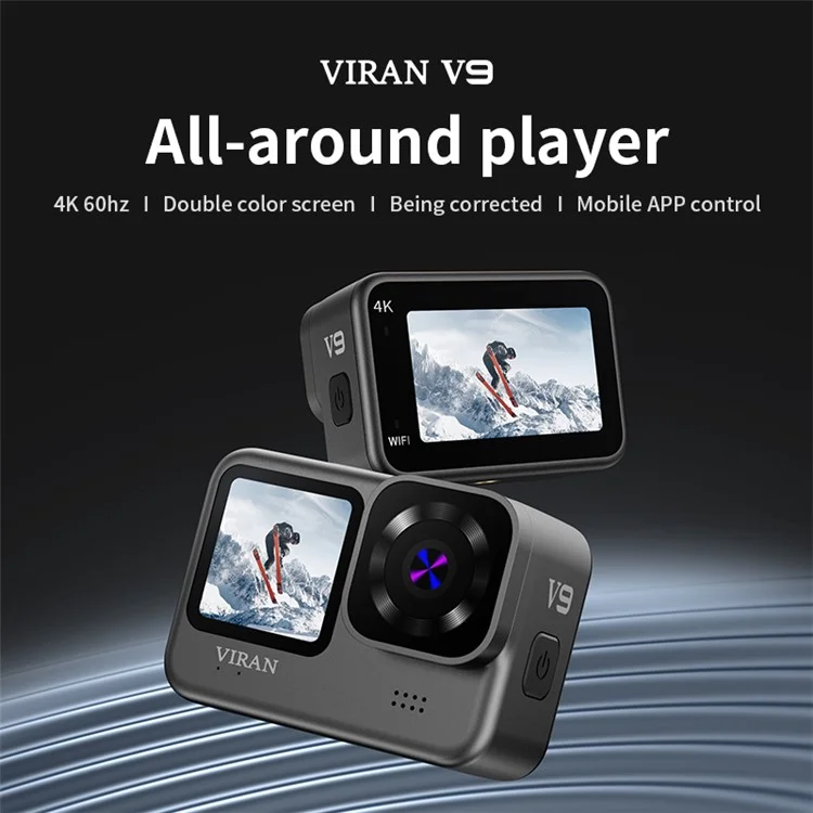 VIRAN V9 4K 60FPS WiFi Anti-Shake Action Camera IP68 Waterproof Dual Screen Motorcycle Video Recorder