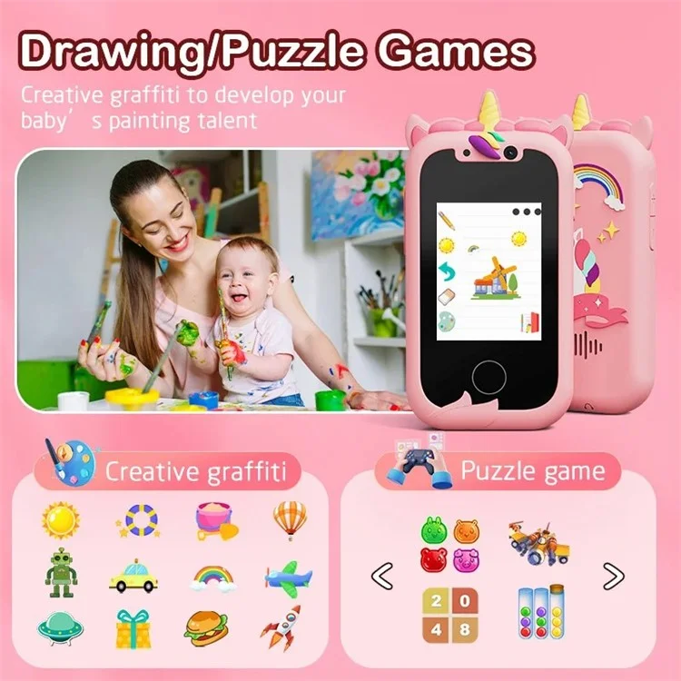 KP06 Kids Camera 24MP HD Digital Selfie Camera Toys for Kids Children Portable Video Camera - Pink