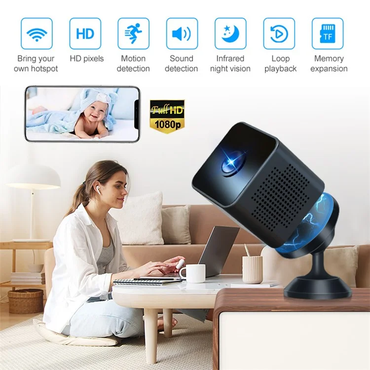 X1 HD 1080P Mini Camera Wireless Home Security Camera Monitor for Watching Baby, Caring Pets