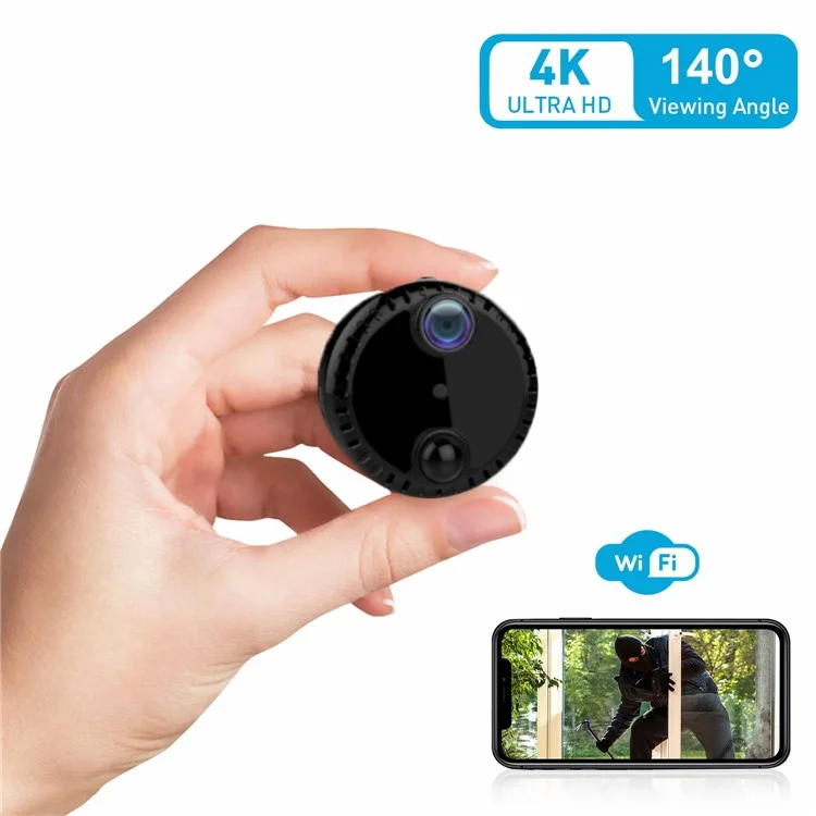 R10 Wireless WiFi Webcam Home Network Monitor Camera 4K HD Night Vision Cell Phone Remote Camera - Black