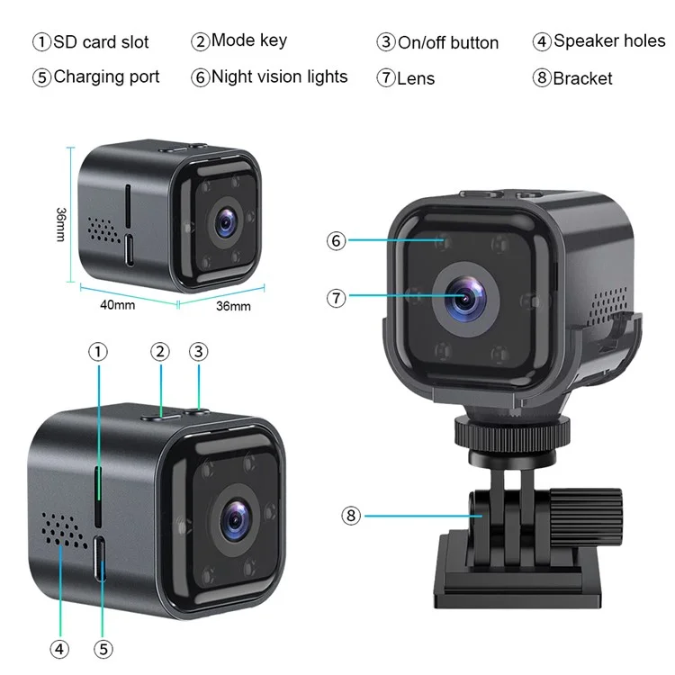 AS03 HD Night Vision Rechargeable Camera Home Security WiFi Camera