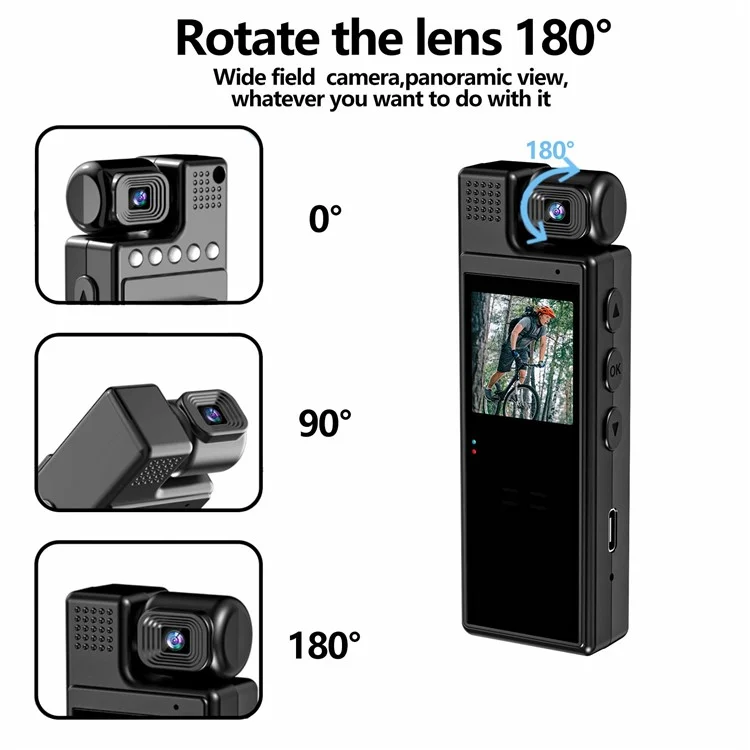 L9 1080P Full HD Body Camcorder Night Vision Mini Camera with 180 Degree Rotating Lens