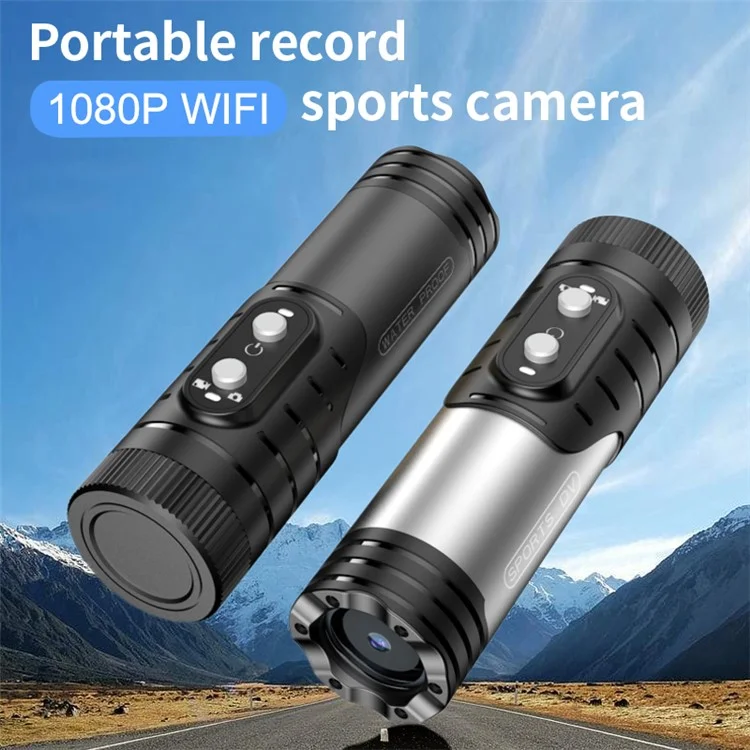 H68A Bike Motorcycle Helmet Camera HD 1080P WiFi Flashlight Camera Waterproof Sports DV Camera - Silver