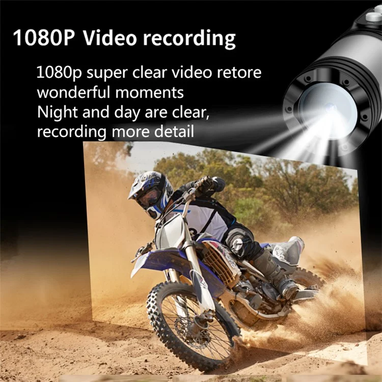 H68A Bike Motorcycle Helmet Camera HD 1080P WiFi Flashlight Camera Waterproof Sports DV Camera - Silver