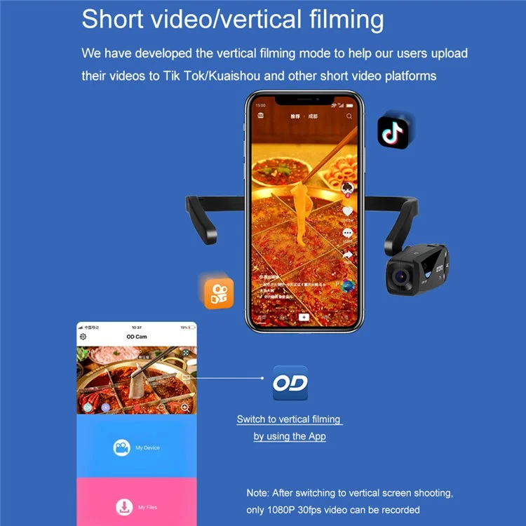 ORDRO EP6PLUS 4K 30FPS Wearable Video Camera Anti-Shake Head Mounted Camcorder