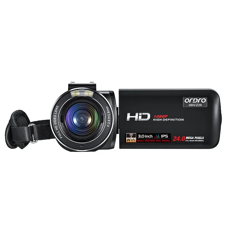 ORDRO Z20 3.0-inch 1080P HD Video Camera Night Vision Digital Camcorder with Microphone and Lend Hood - US Plug