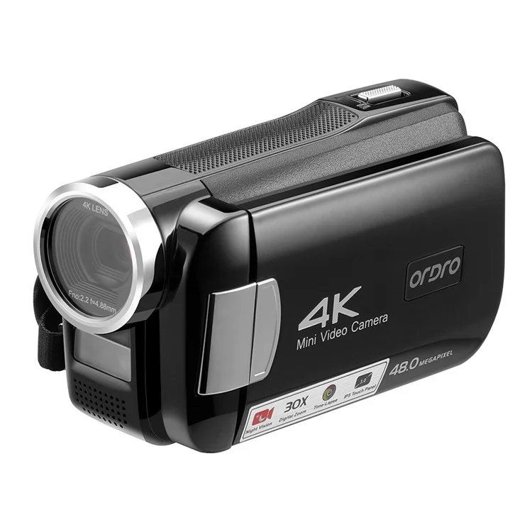 ORDRO AC2 30X Smart Zoom 4K 3.0-inch HD Touch Screen Night Vision Video Camera - EU Plug