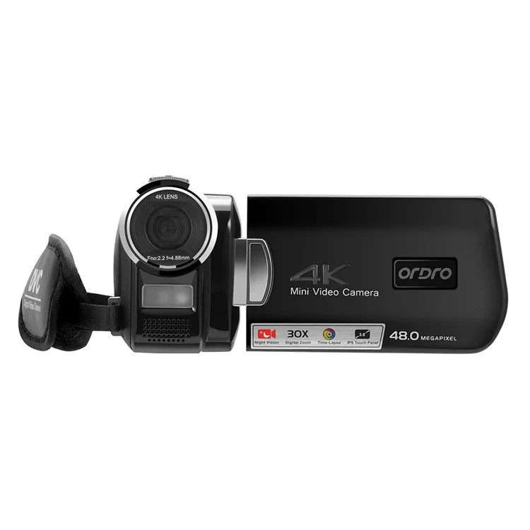 ORDRO AC2 30X Smart Zoom 4K 3.0-inch HD Touch Screen Night Vision Video Camera - EU Plug