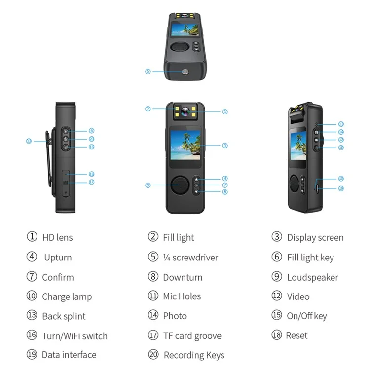 CS11 Smart Mini Camera with Back Clip Compact Handheld Camera Recorder