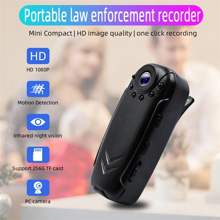 TQ2 1080P HD Mini Camera Video Recorder Clip Type Small Security Night Vision Wide Angle Cam with Motion Detection