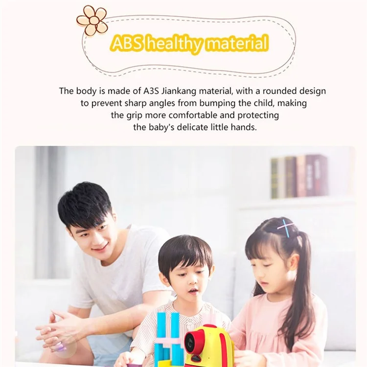 D10m 1080P Cute Instant Print Selfie Camera with 2.0-Inch Screen for Kids, Video Camera Rechargeable Children Toy Learning Camera - Red / Yellow