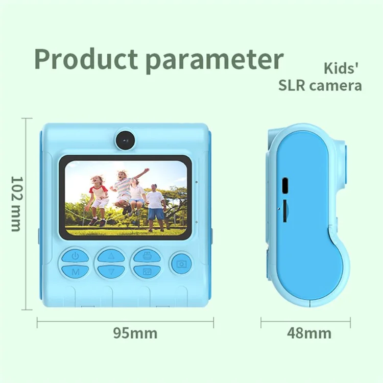 LK001 Kid's Toy Camera Thermal Inkless Photo Printer Mini Printing Device - Blue