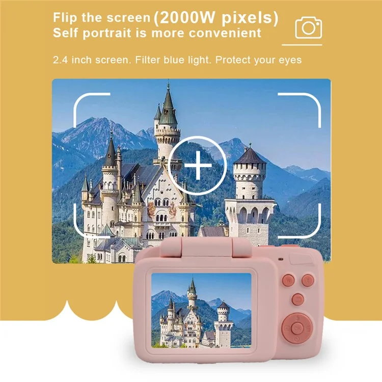 KDC-008A 2.4-Inch Screen Children Camera Flip Design Kids Camera Toy Toddler Birthday Gift