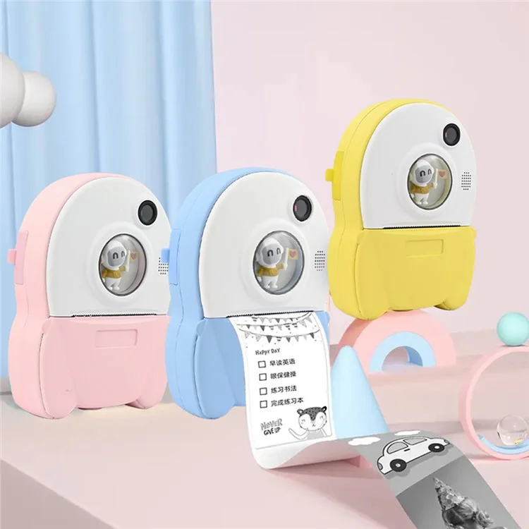 KDC-0013A Children 2.4 inch Screen Toy Camera Instant Photo Printer Mini Printing Device for Kids - Yellow