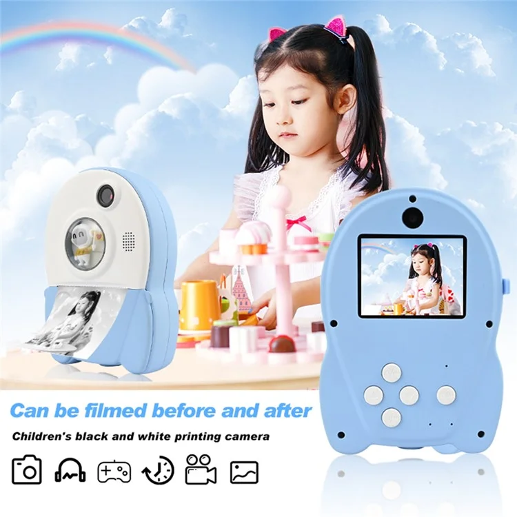 KDC-0013A Children 2.4 inch Screen Toy Camera Instant Photo Printer Mini Printing Device for Kids - Yellow