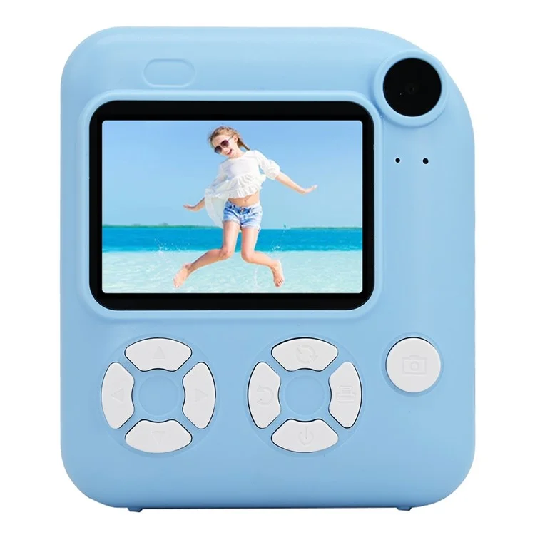 KDC-0013E HD 2.4 inch Screen Kids Camera Thermal Inkless Photo Printer with 32G TF Card+Card Reader - Blue