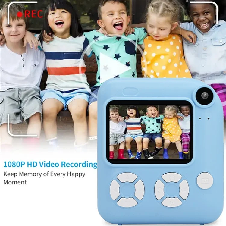 KDC-0013E HD 2.4 inch Screen Kids Camera Thermal Inkless Photo Printer with 32G TF Card+Card Reader - Blue