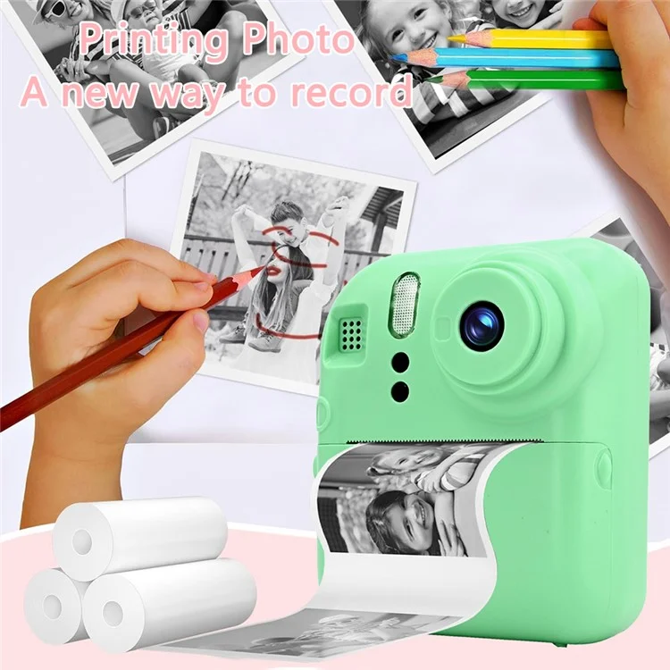 KDC-0013E HD 2.4 inch Screen Kids Camera Thermal Inkless Photo Printer with 32G TF Card+Card Reader - Blue