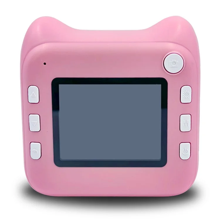 A25 2.4 Inch Kids Instant Print Digital Camera Built-In Games Video Recorder, with 32G TF Card + Card Reader - Pink