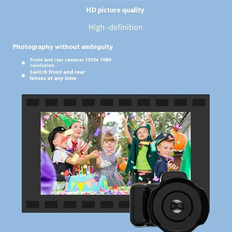 D31 360 Degree Rotating Lens 2.0 Inch Mini Kids Digital Camera Built-In Games, with 32G SD Card + Card Reader