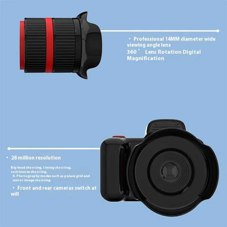 D31 360 Degree Rotating Lens 2.0 Inch Mini Kids Digital Camera Built-In Games, with 32G SD Card + Card Reader