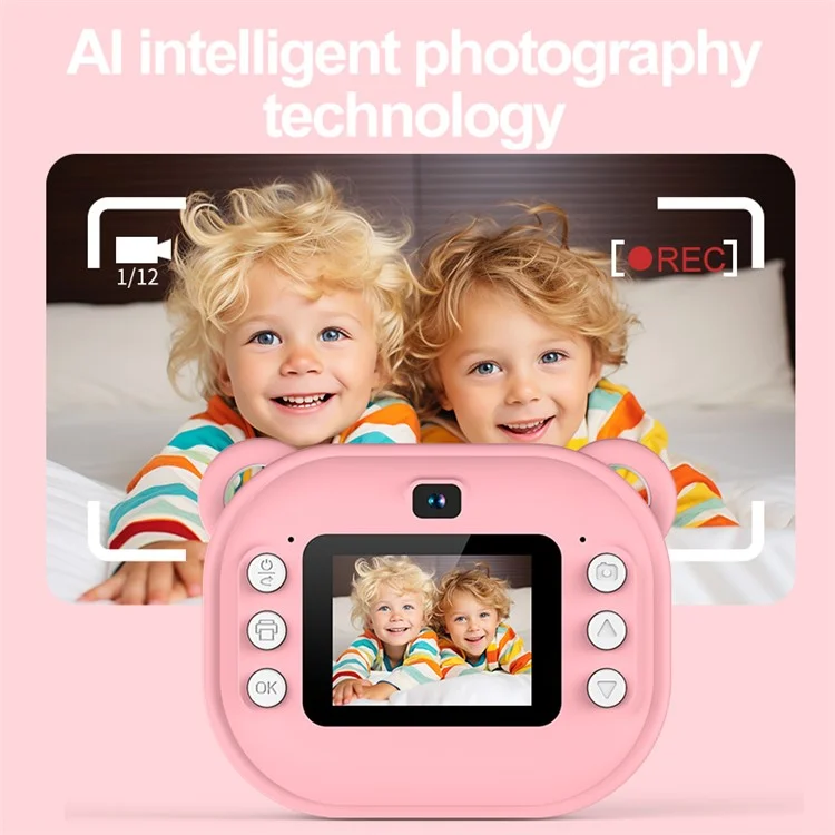 Y600 2.0-inch Screen Children 24MP HD Instant Camera Thermal Printing Photo Printer - Pink