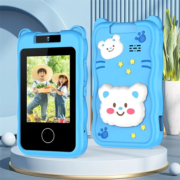 AC100 Cartoon Pattern 2.8-inch Touch Screen Kids Camera Game Music Alarm Clock HD Video Recorder - Blue