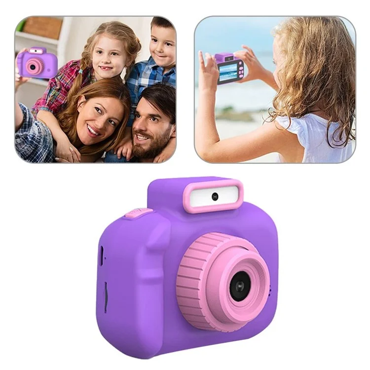 H7 2.0-Inch IPS Cute Kids Camera 4000W HD Mini SLR Front and Rear Digital Camera - Purple