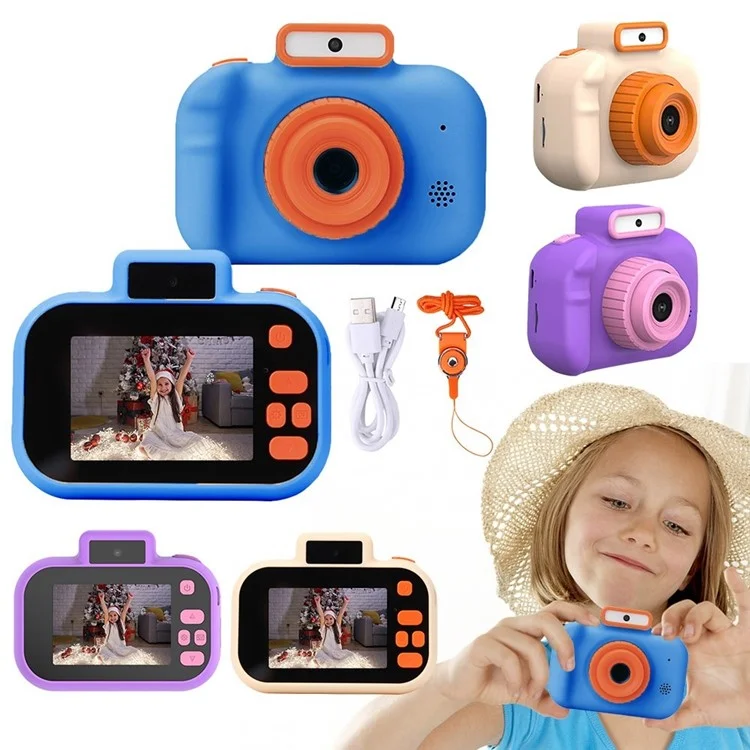 H7 2.0-Inch IPS Cute Kids Camera 4000W HD Mini SLR Front and Rear Digital Camera - Purple