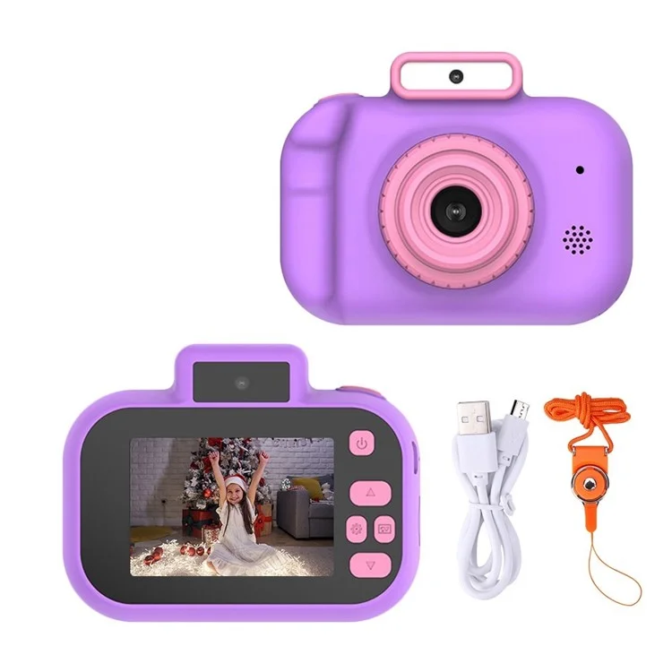 H7 2.0-Inch IPS Cute Kids Camera 4000W HD Mini SLR Front and Rear Digital Camera - Purple