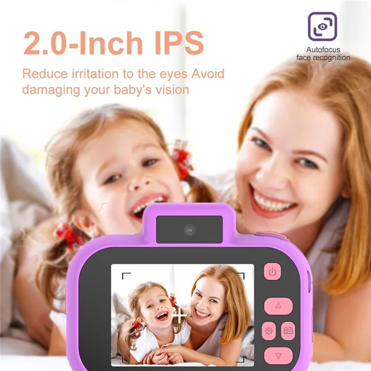 H7 2.0-Inch IPS Cute Kids Camera 4000W HD Mini SLR Front and Rear Digital Camera - Purple