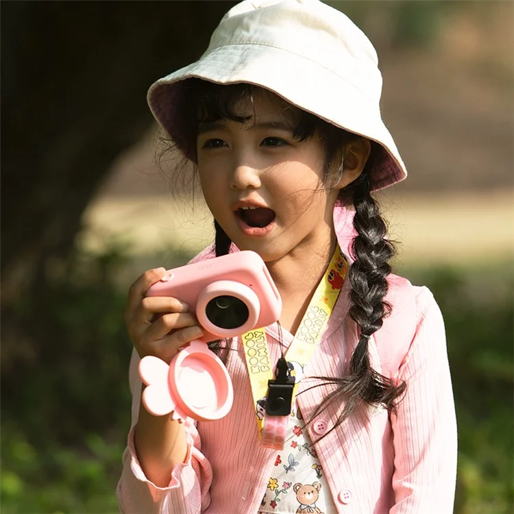 K12 AI Object Recognition Children Camera 64MP 2.4 inch Kids Digital Camera Video Camera Birthday Gifts Toys - Pink