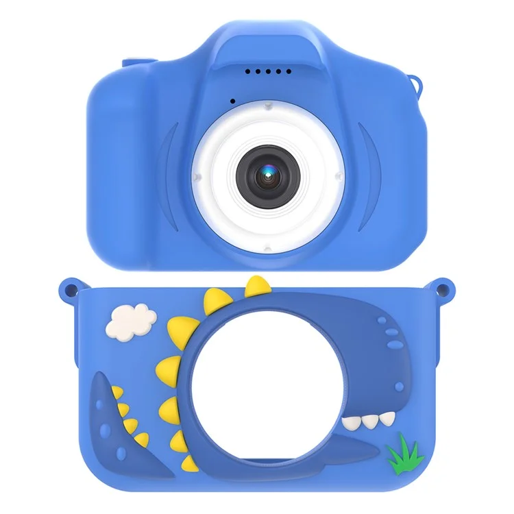 X13S Cartoon Dinosaur 2.0 Inch IPS Screen Video Recorder Kids Camera, No TF Card (CE Certified) - Blue