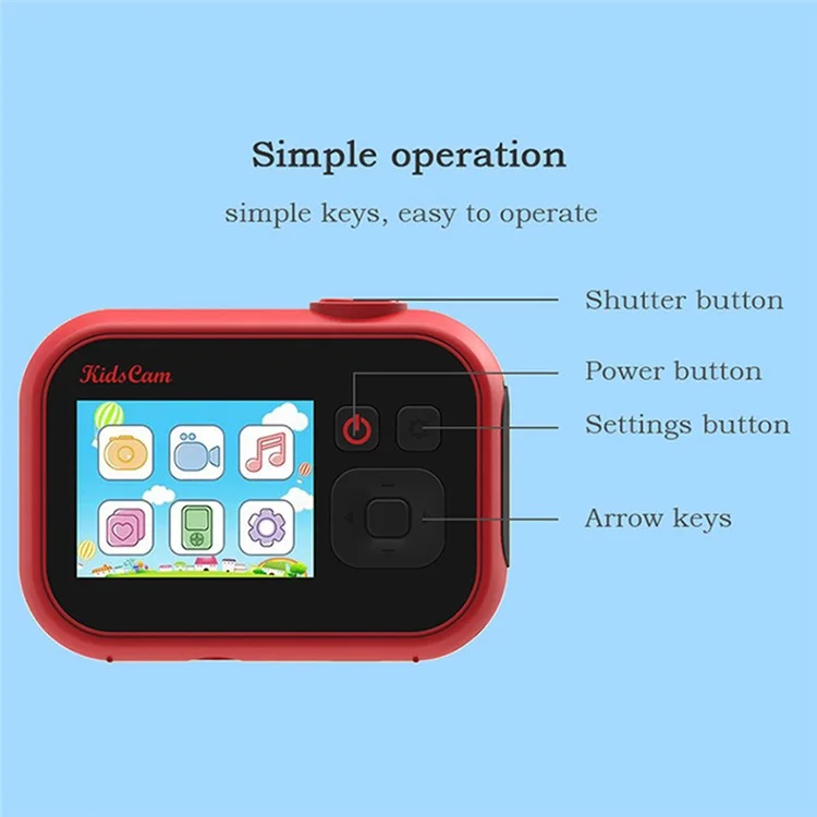 UL-1219a Mini 2-Inch Screen Kid's Educational Camera Children Video Camera Toy - Red