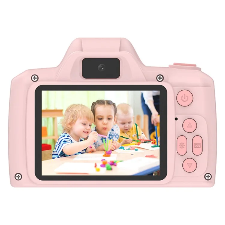 H10 2.4-inch IPS Screen Video Recorder Dual Lens Kids Camera, 32G Memory Card + Card Reader - Pink