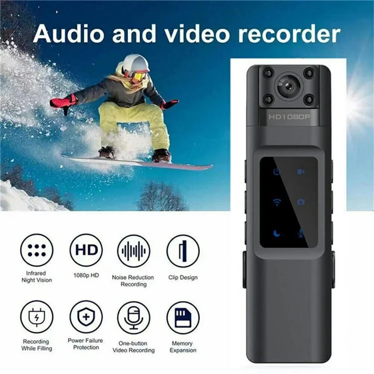 L13 HD Night Vision WiFi Action Camera Law Enforcement Sound Recording Video Recorder, No Memory Card