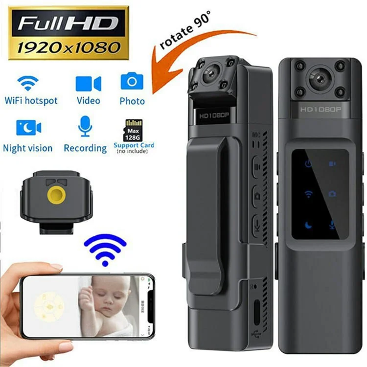 L13 HD Night Vision WiFi Action Camera Law Enforcement Sound Recording Video Recorder, No Memory Card