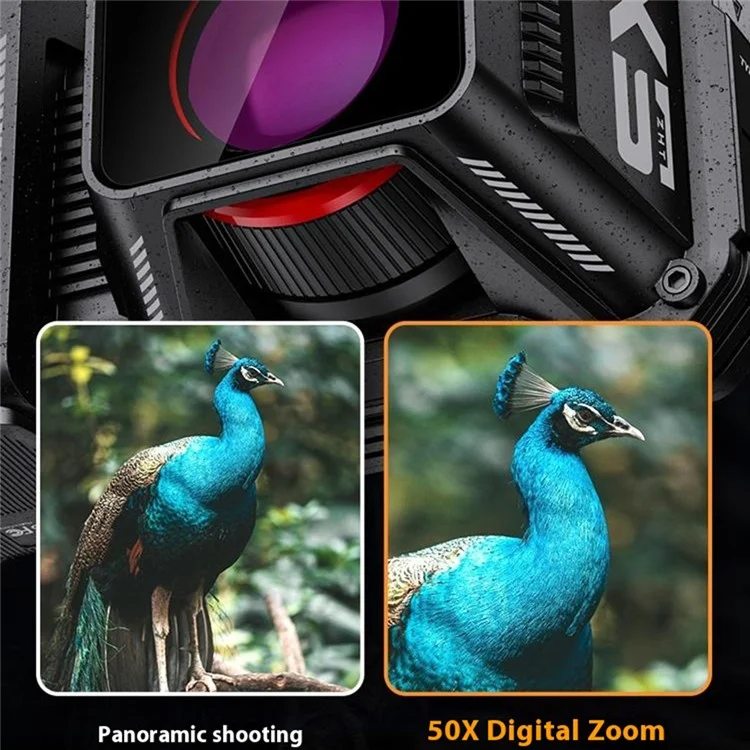 NVC500 4K Digital Camera 70MP 50X Digital Zoom WiFi Camera 2500mAh Battery with 64G TF Card LED Fill Light