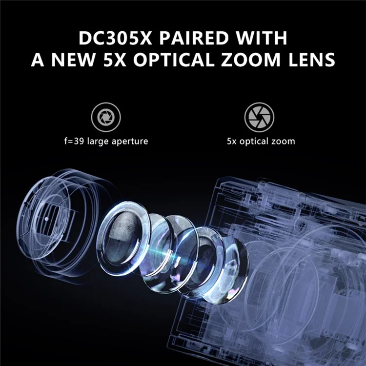 DC305X Digital Camera 5K 56MP Kids Camera 10X Optical Zoom Vlogging Camera for Teens - EU Plug