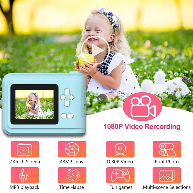 S7 2.4-inch Screen Mini Children HD Instant Camera Portable Photo Printer - Pink