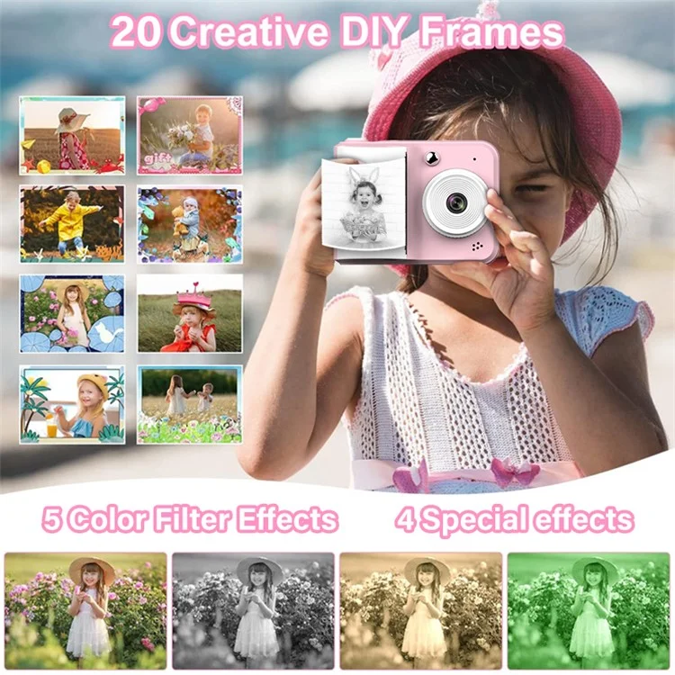 S7 2.4-inch Screen Mini Children HD Instant Camera Portable Photo Printer - Pink