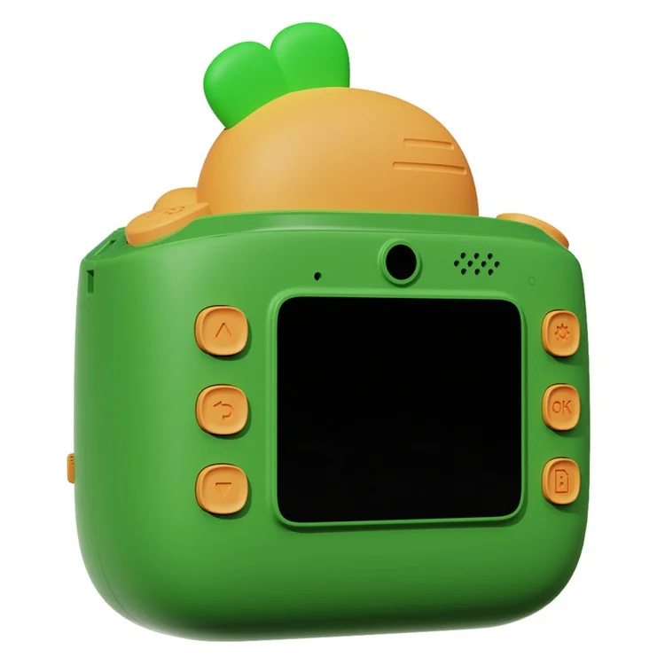 K64 Cute Dual Lens Kids HD Camera Instant Printing Thermal Photo Printer - Green