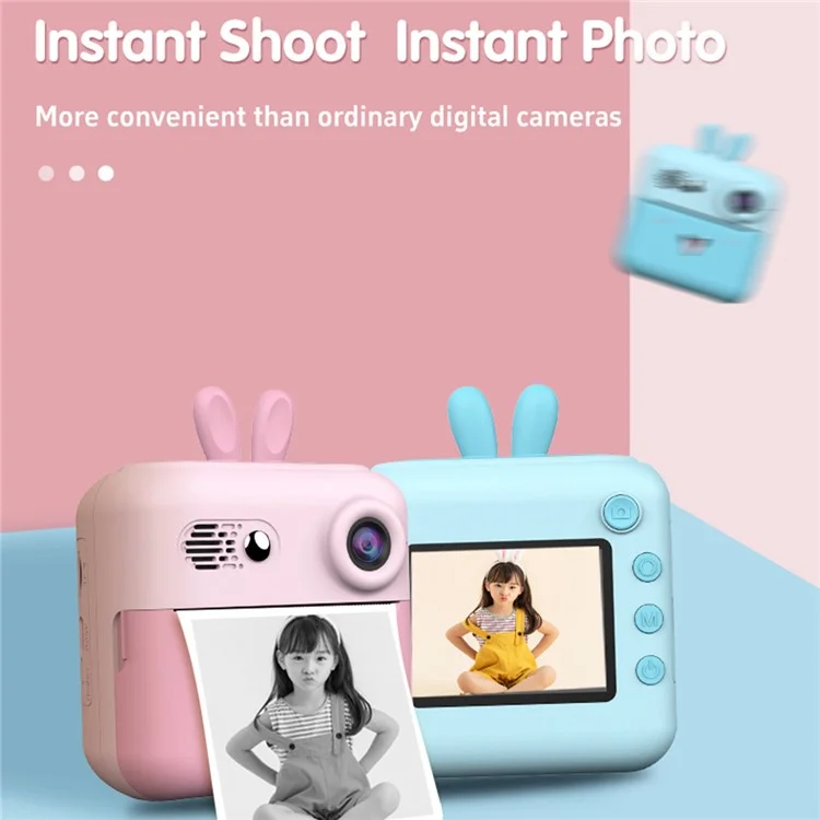 A23 2.4-inch Screen Mini Children HD Digital Camera Portable Instant Photo Printing Machine - Blue