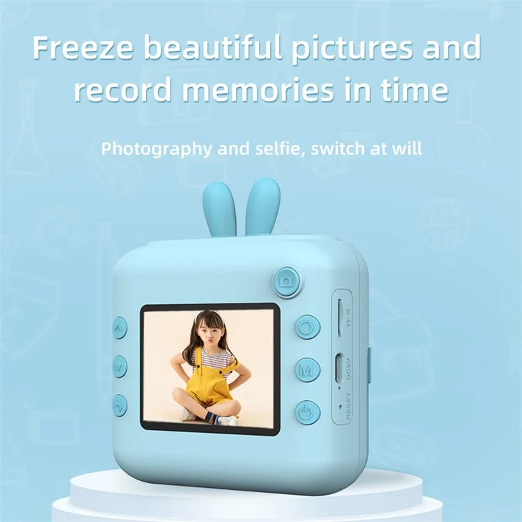 A23 2.4-inch Screen Mini Children HD Digital Camera Portable Instant Photo Printing Machine - Blue