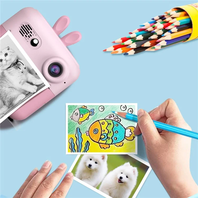 A23 2.4-inch Screen Mini Children HD Digital Camera Portable Instant Photo Printing Machine - Blue