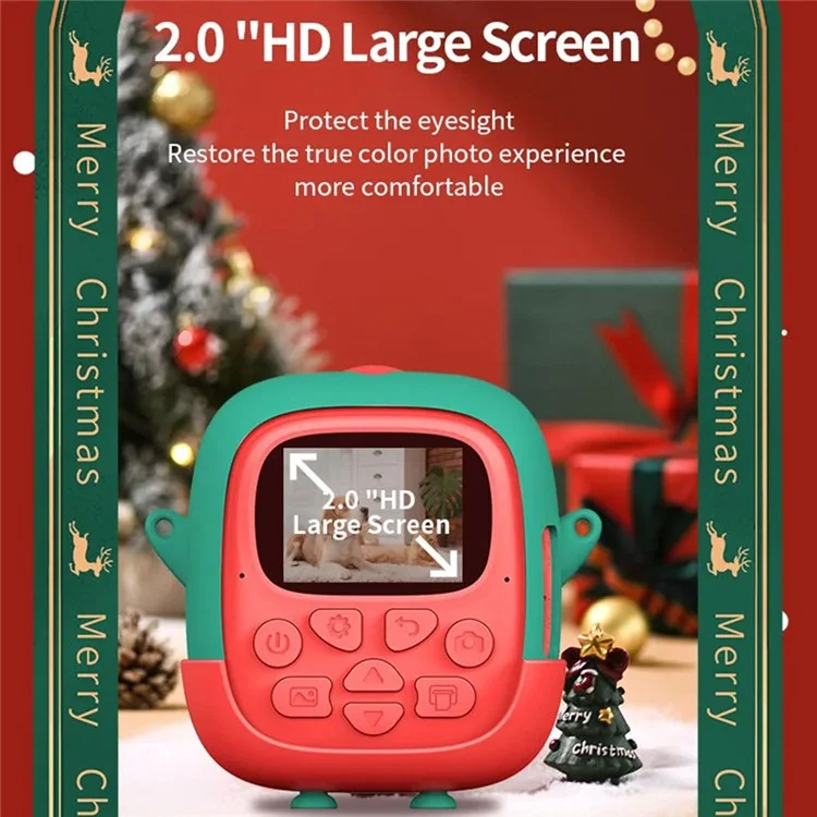 Christmas Style 2.0-inch Screen Children HD Digital Camera Instant Photo Printer