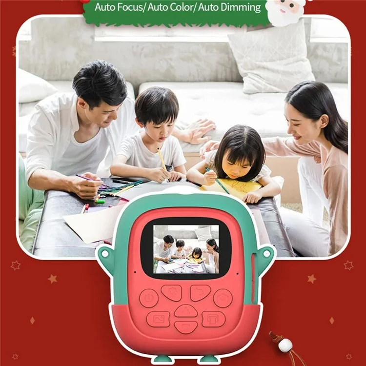 Christmas Style 2.0-inch Screen Children HD Digital Camera Instant Photo Printer