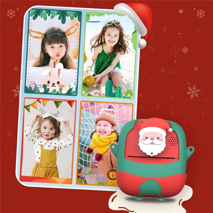 Christmas Style 2.0-inch Screen Children HD Digital Camera Instant Photo Printer