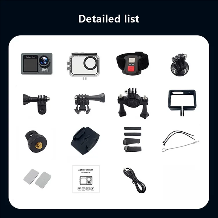 F300AAR-G Action Camera 24MP 5K Ultra HD 30m Waterproof Outdoor Sports Camera with Remote Control